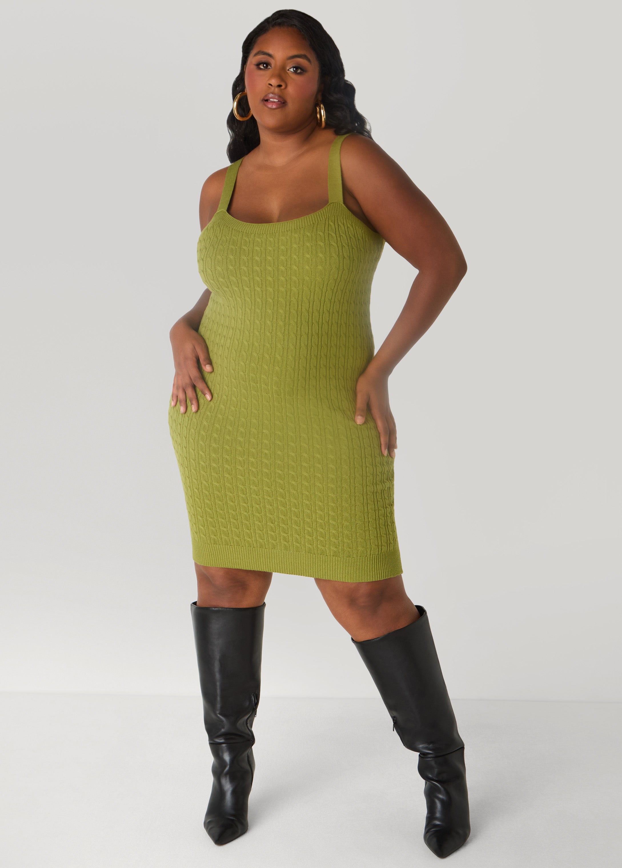 Cable Knit Bodycon Sweater Dress – Ashley Stewart