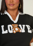 Love Appliqued Polo Shirt