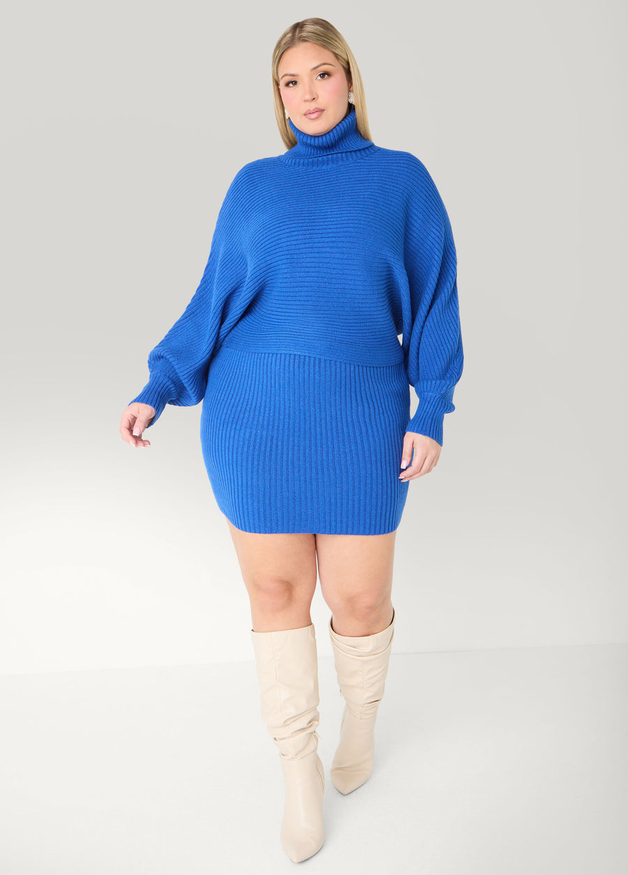 Plus Size Ribbed Mini Sweater Skirt