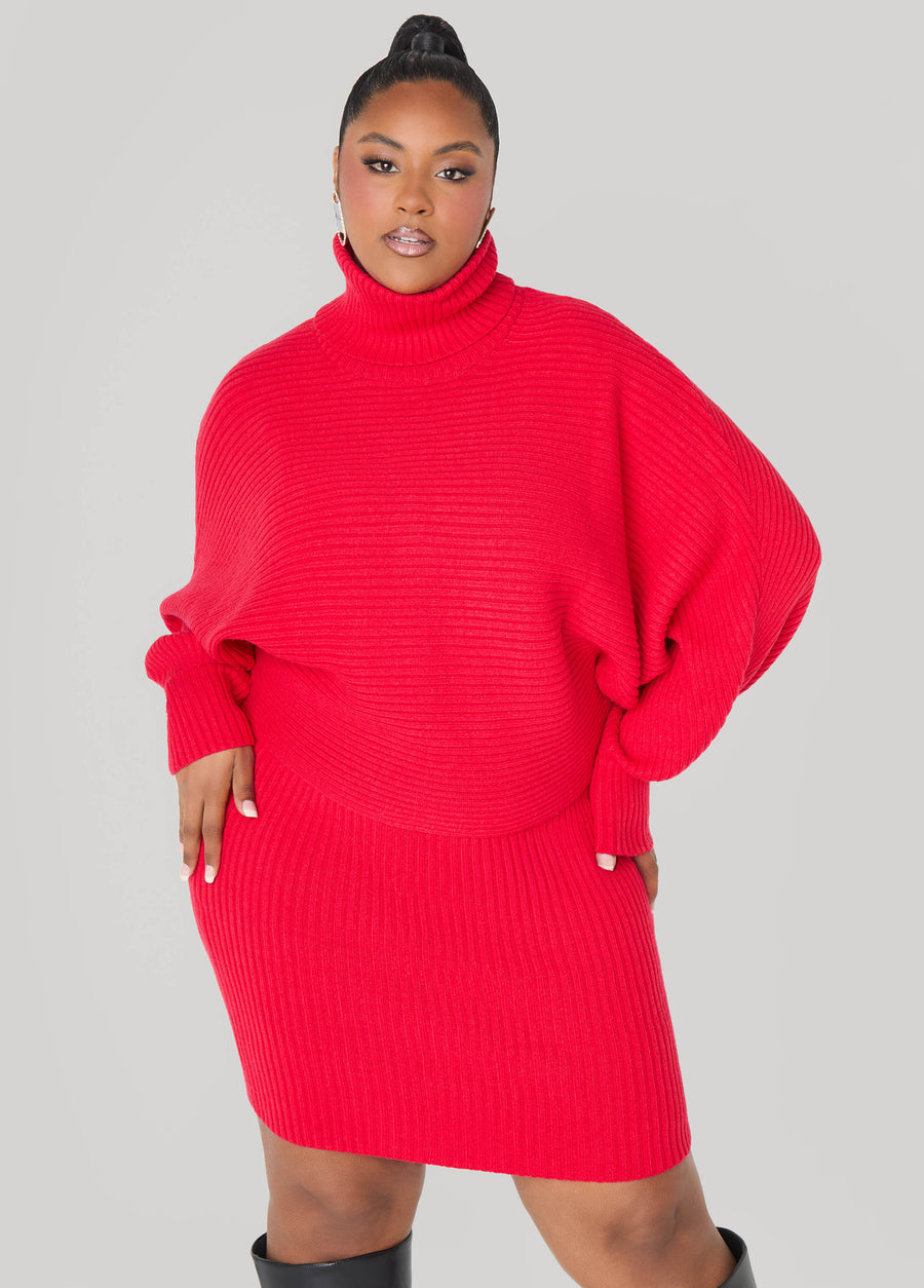 Plus Size Ribbed Mini Skirt Plus Size Two Piece Matching Set
