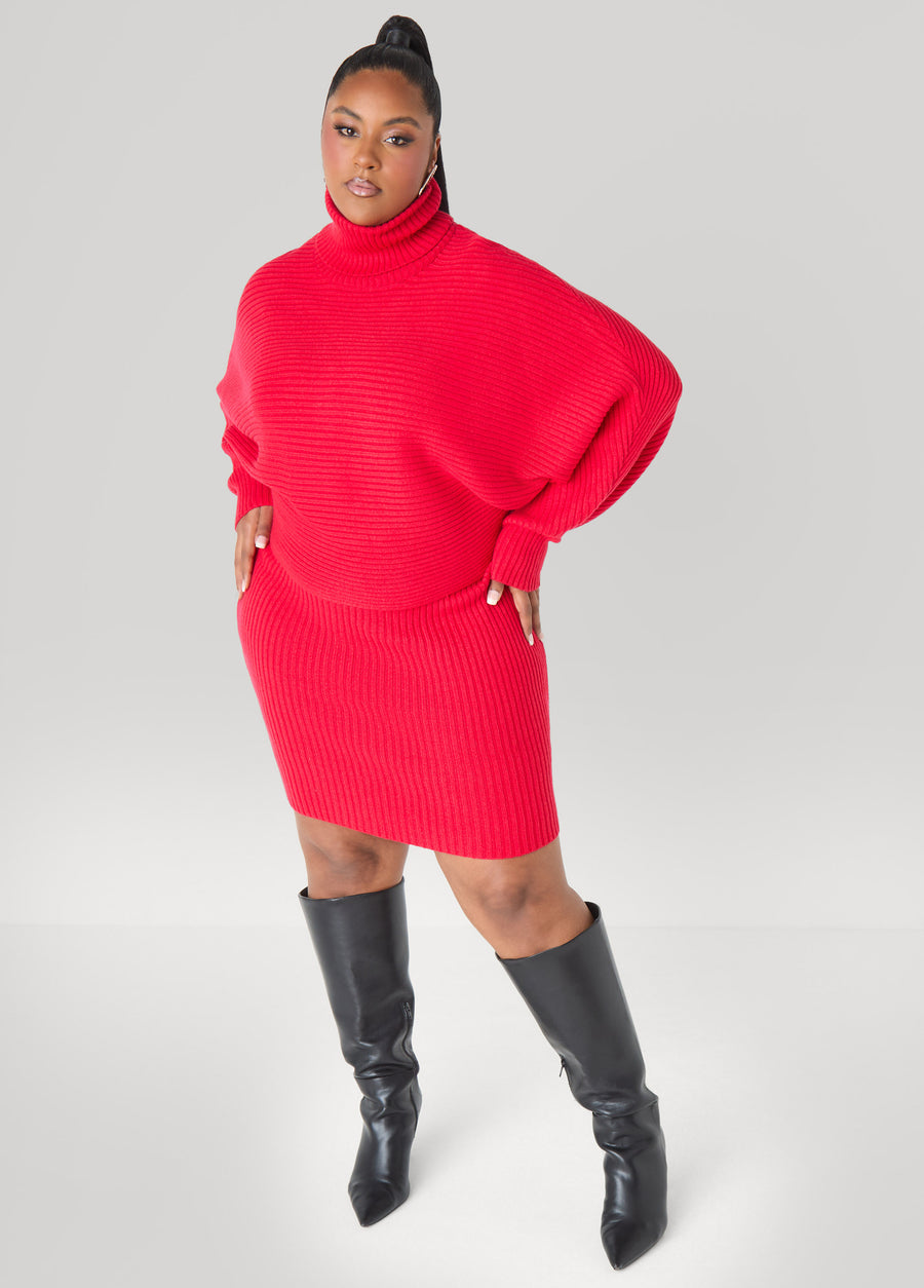 Plus Size Ribbed Mini Skirt Plus Size Two Piece Matching Set