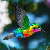 Iridescent Hummingbird Glass Ornament