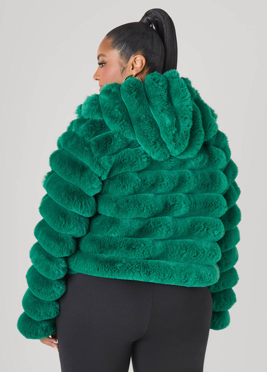 Pom Pom Faux Fur Jacket