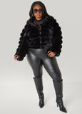 Puff Effect Faux Fur Jacket