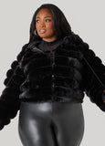 Puff Effect Faux Fur Jacket