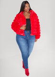 Puff Effect Faux Fur Jacket