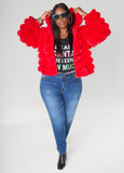 Puff Effect Faux Fur Jacket