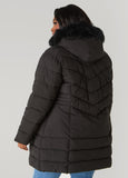 Faux Fur Trimmed Hooded Coat
