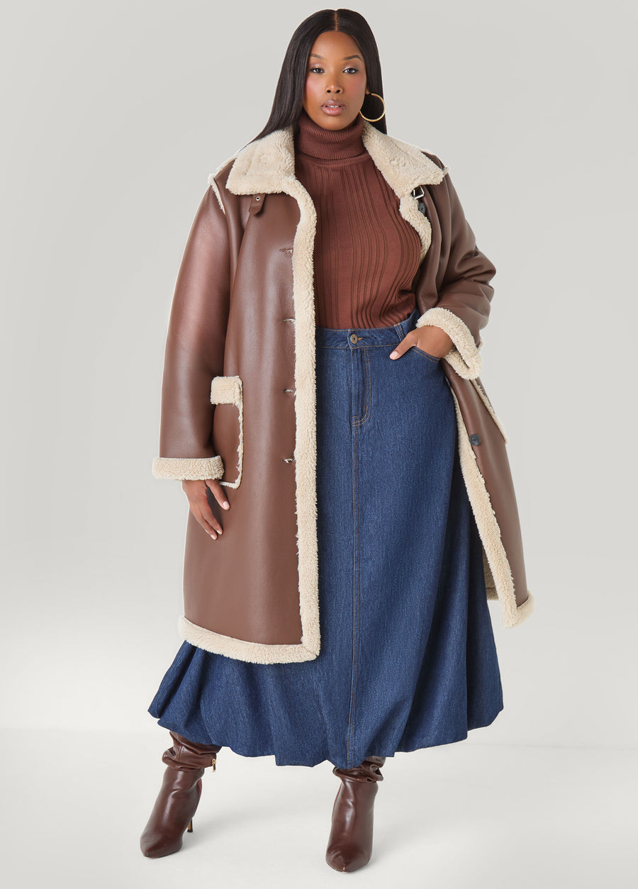 Plus Size Faux Shearling Coat