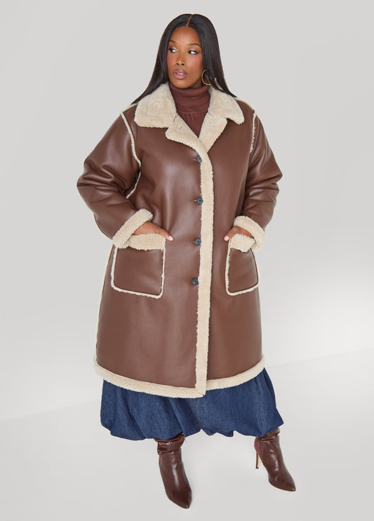 Plus Size Faux Shearling Coat