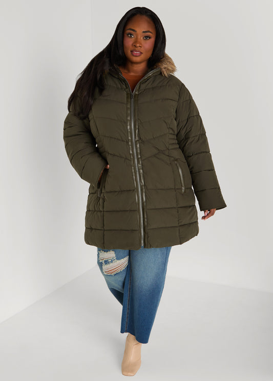 Faux Fur Trimmed Puffer Coat