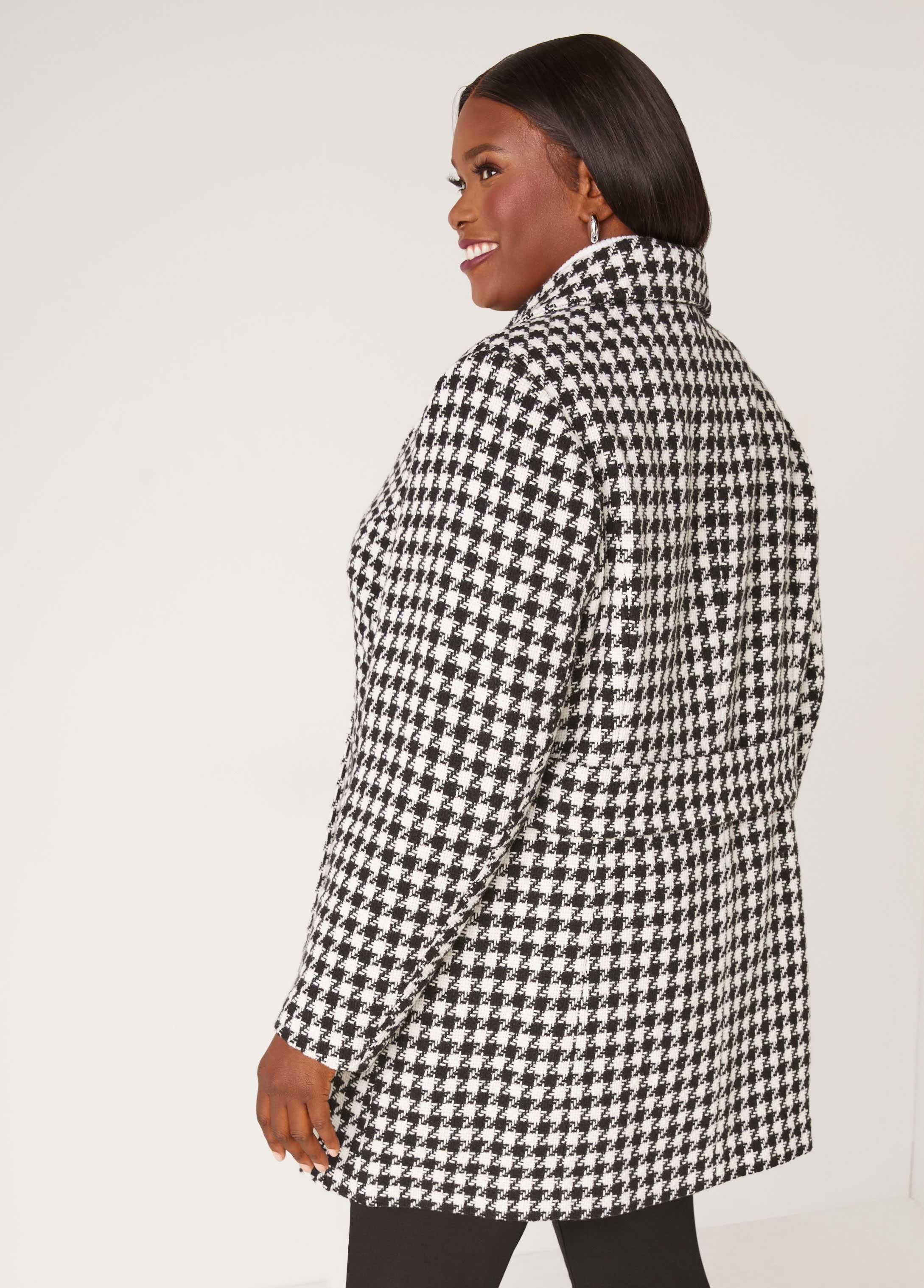 Plus Size Houndstooth Coat Trendy Plus Size Double Breast Plus Size Houndstooth Coat Trendy Plus Size Double Breast