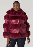 Plus Size Faux Leather And Faux Fur Coat