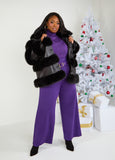 Plus Size Black Leather Coat Trendy Faux Fur Leather Outerwear