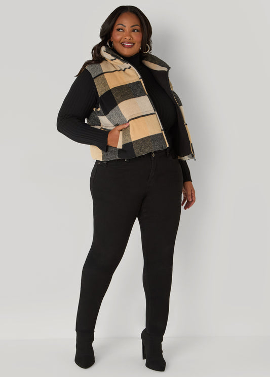 Cropped Plaid Vest