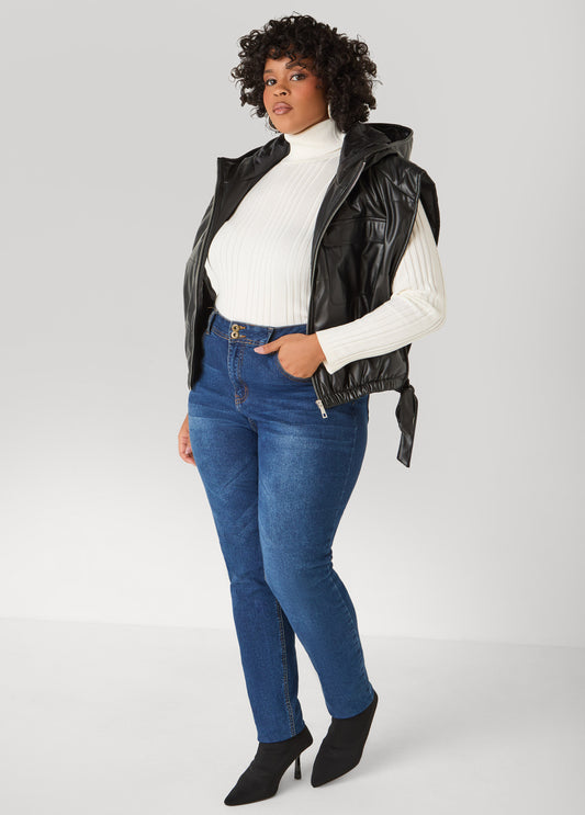 Faux Leather Open Side Vest