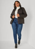 Mock Neck Quilted Bomber Jacket