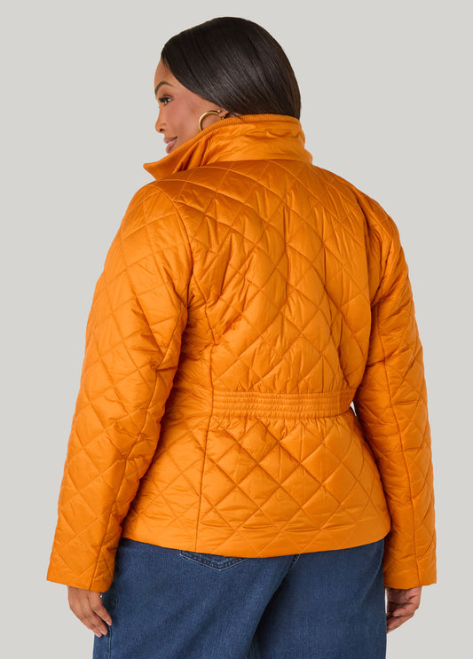 Mock Neck Quilted Bomber Jacket