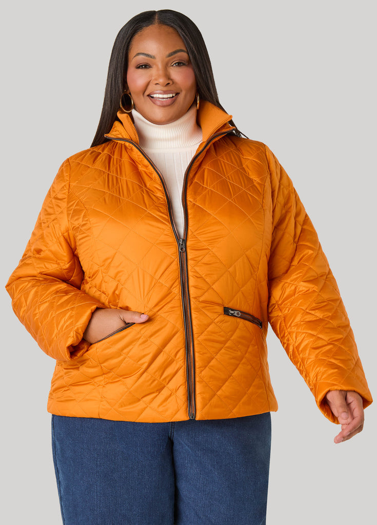 Mock Neck Quilted Bomber Jacket – Ashley Stewart