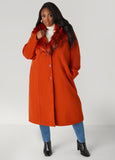 Plus Size Detachable Faux Fur Trimmed Coat