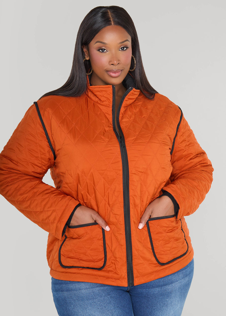 Plus Size Reversible Quilted Barn Jacket
