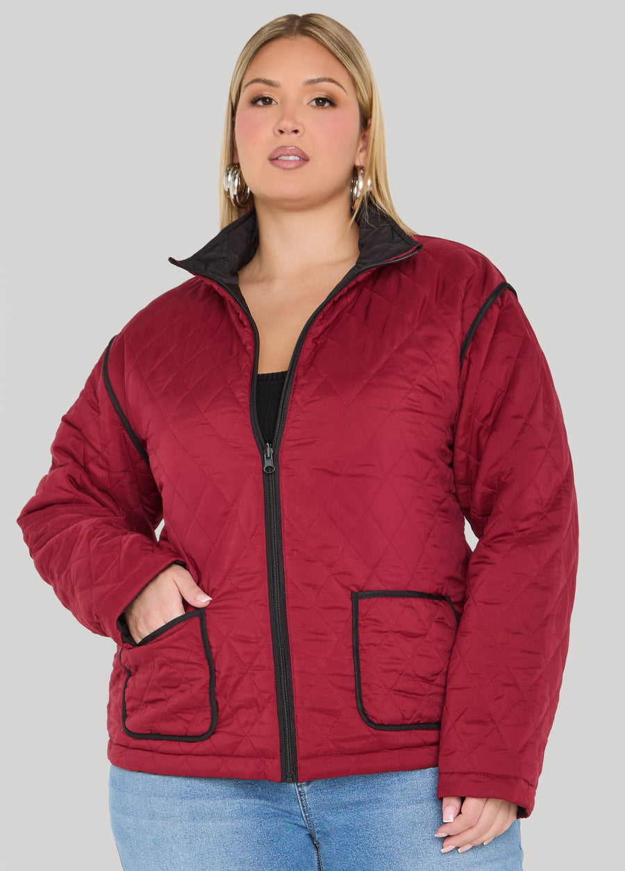Plus Size Reversible Quilted Barn Jacket
