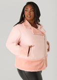Cuffed Faux Shearling Moto Jacket
