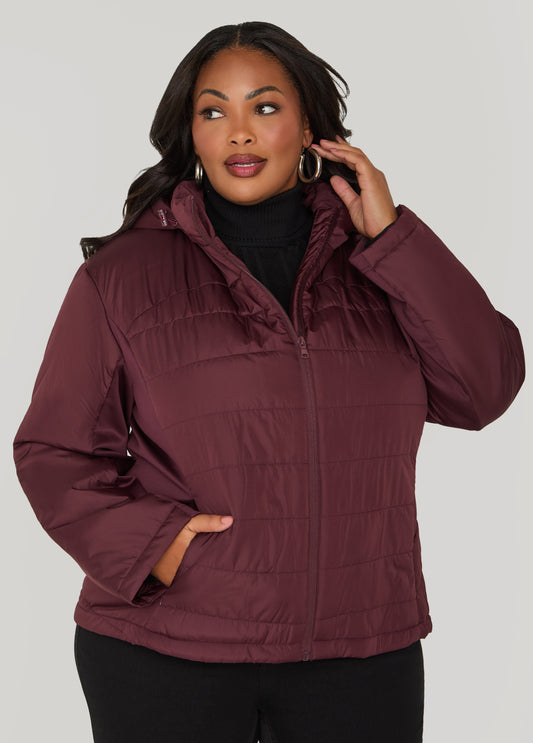 Knit Paneled Hooded Jacket