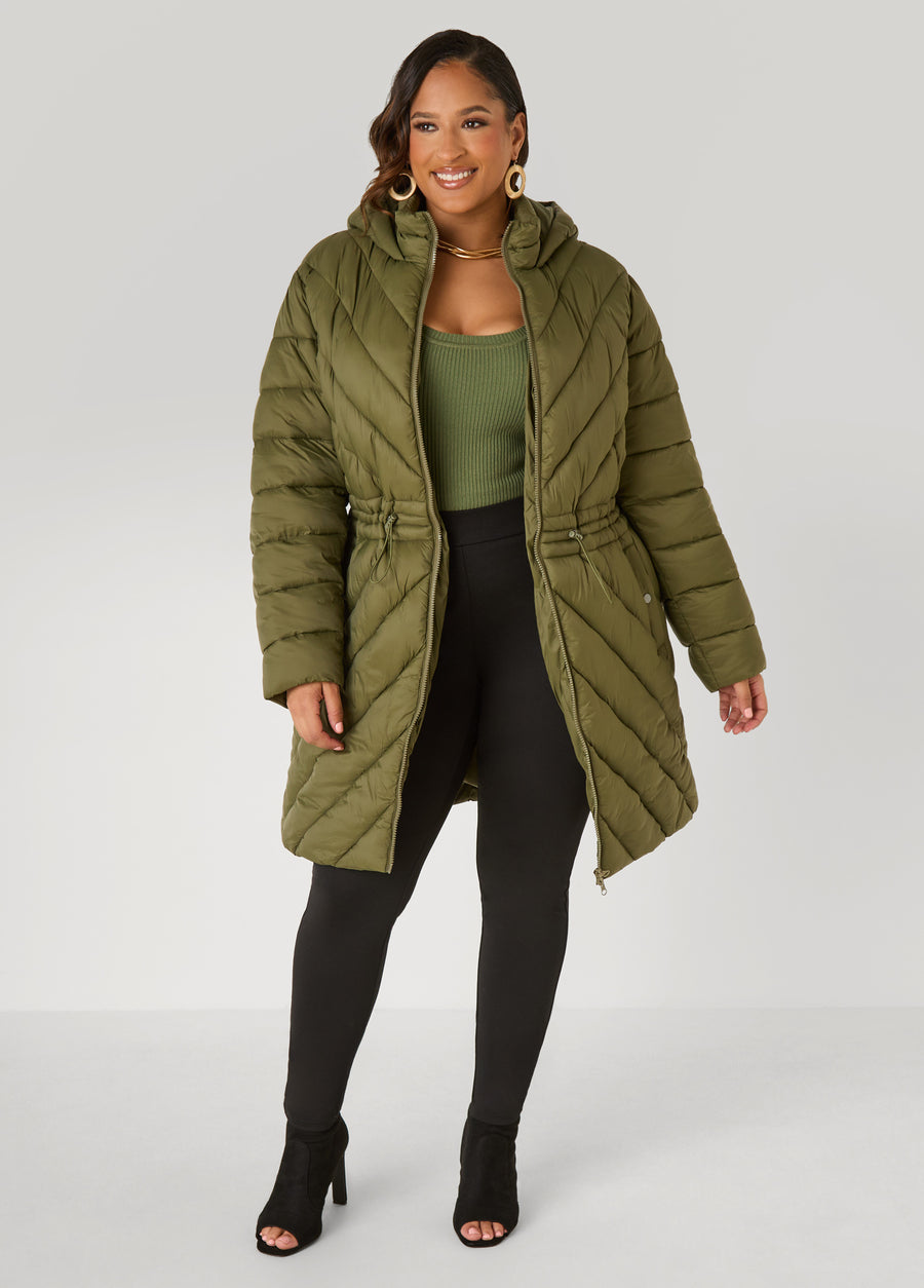 Drawstring Puffer Coat