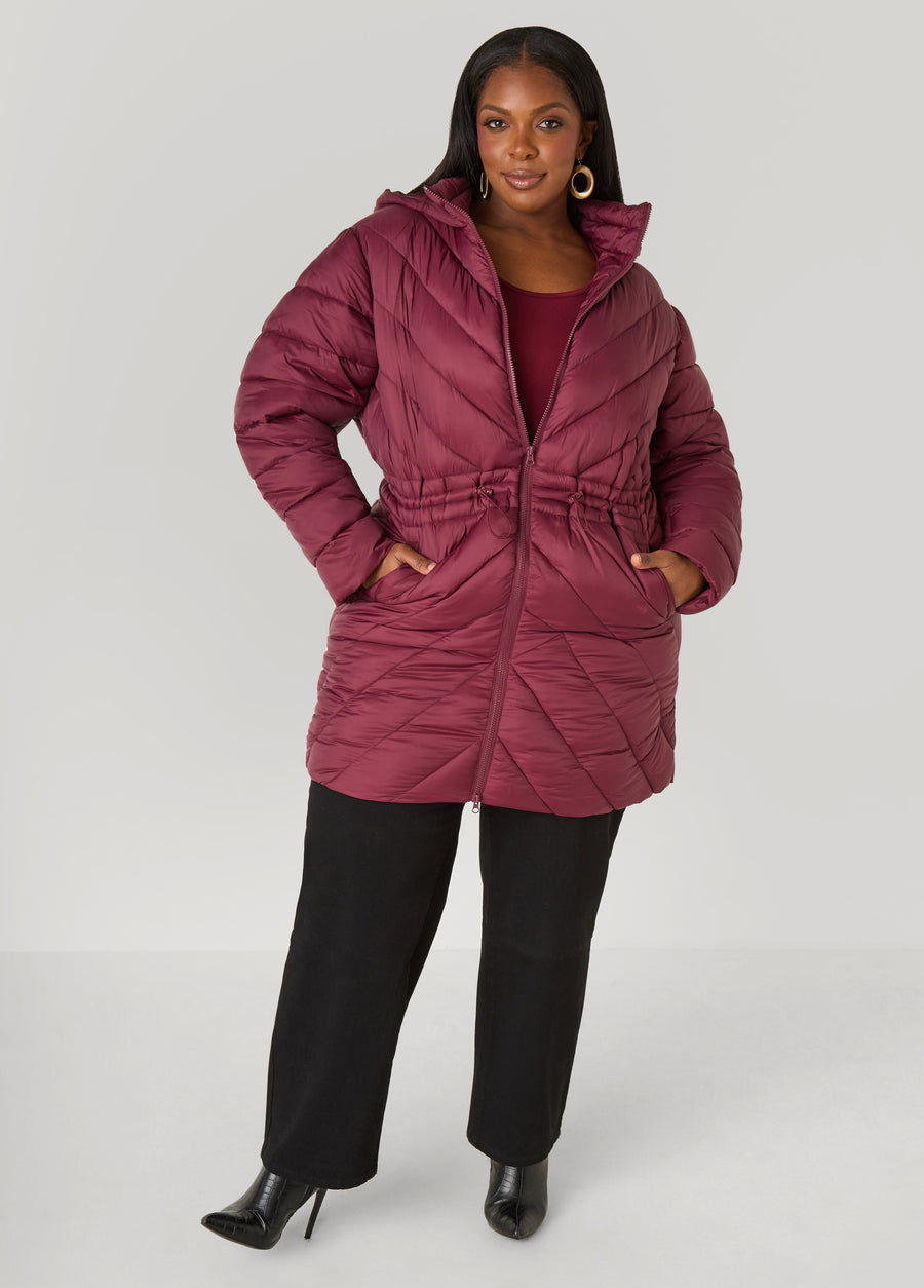 Drawstring Puffer Coat