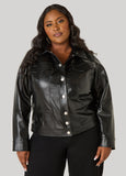 Snap Front Faux Leather Jacket