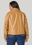 Snap Front Faux Leather Jacket