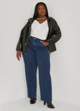 Funnel Neck Faux Leather Jacket