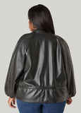 Funnel Neck Faux Leather Jacket