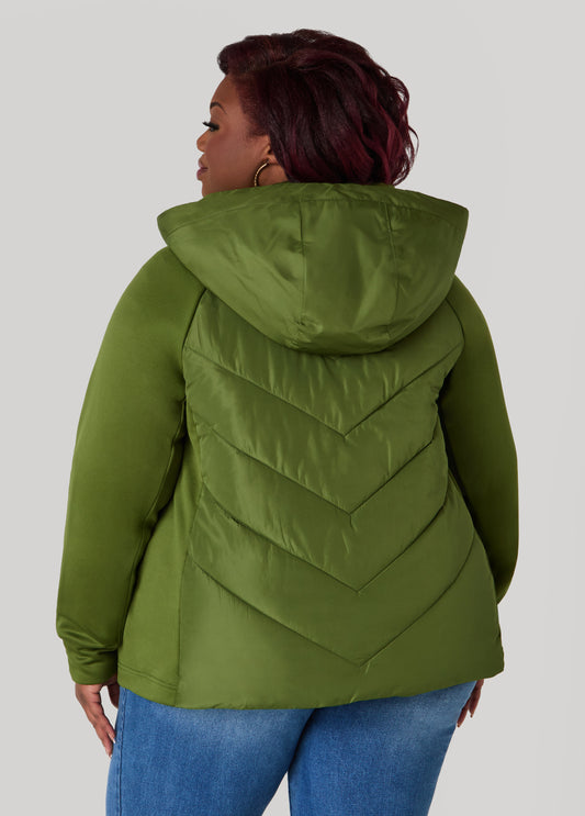 Knit Paneled Quilted Jacket