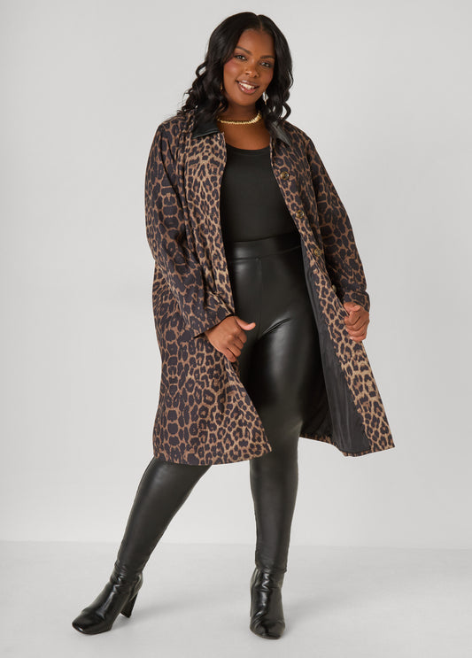 Leopard Print Trench Coat