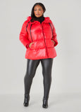 Zip Detailed Glossed Puffer Jacket