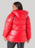 Zip Detailed Glossed Puffer Jacket