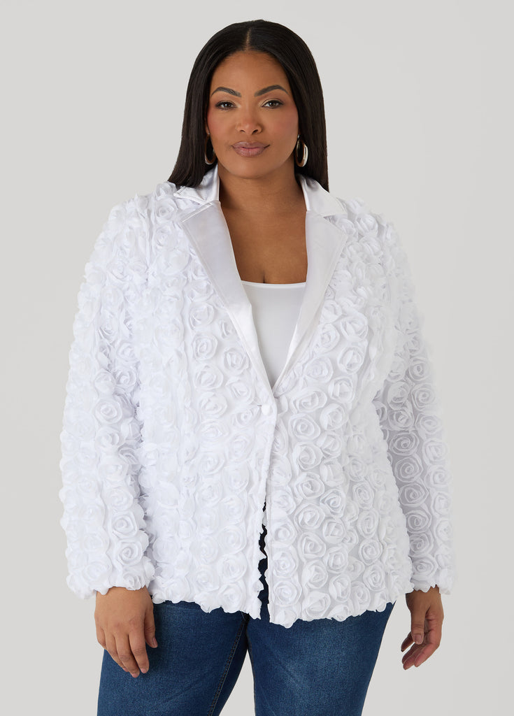 Satin Paneled Rosette Blazer – Ashley Stewart