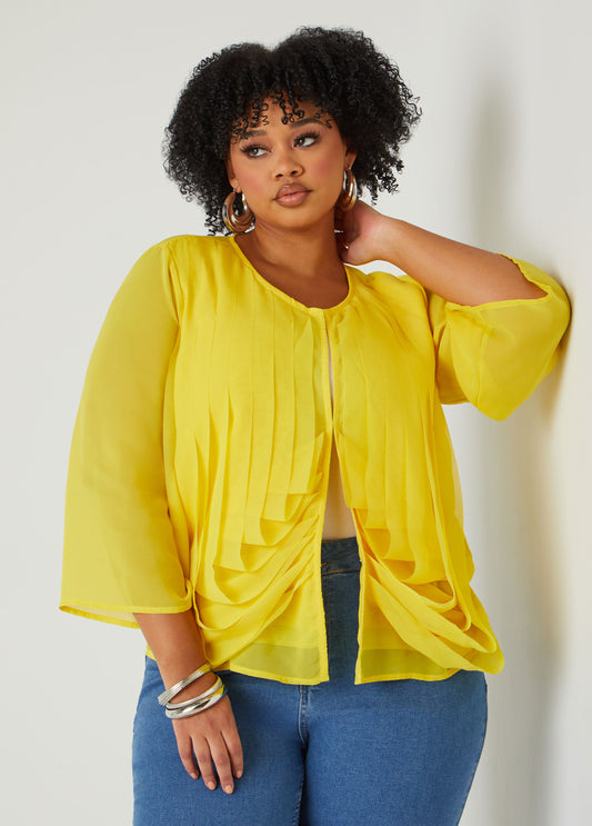Plus Size Draped Pleated Jacket