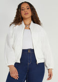 Plus Size Matelasse Bomber Jacket