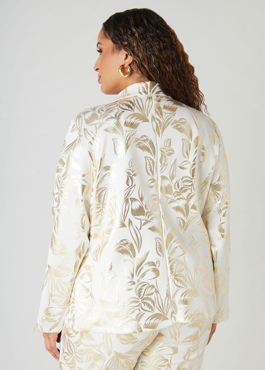 Metallic Tropical Print Blazer