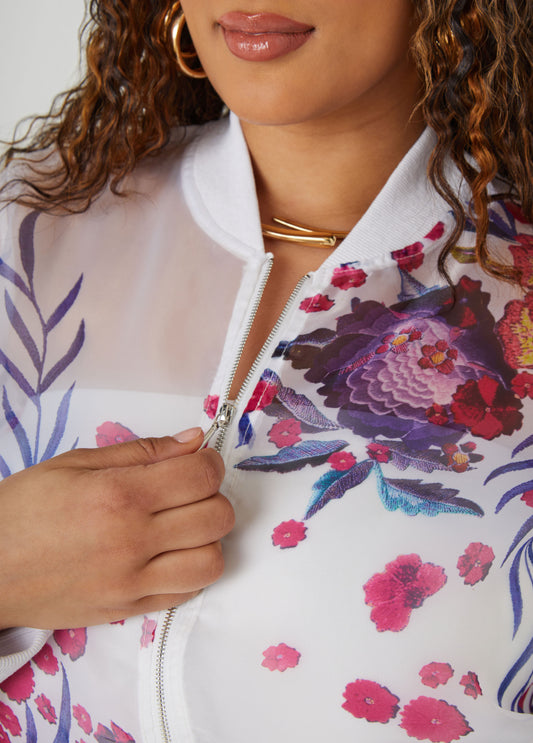 Floral Print Bomber Jacket
