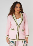 Plus Size Striped Shawl Collar Blazer