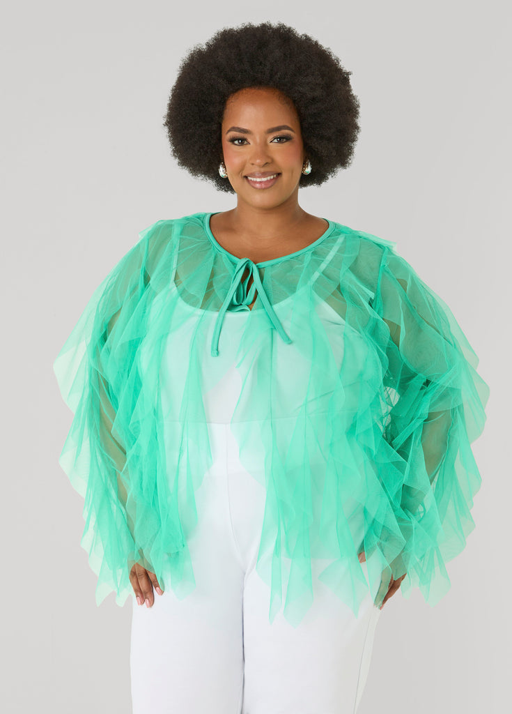 Ruffled Tulle Jacket – Ashley Stewart