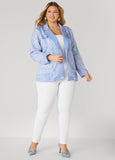 Button Front Denim Print Blazer
