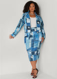 Denim Print Moto Jacket