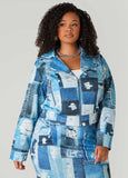 Denim Print Moto Jacket