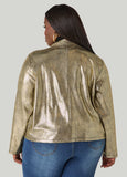 Metallic Croc Effect Moto Jacket