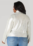 Metallic Croc Effect Moto Jacket